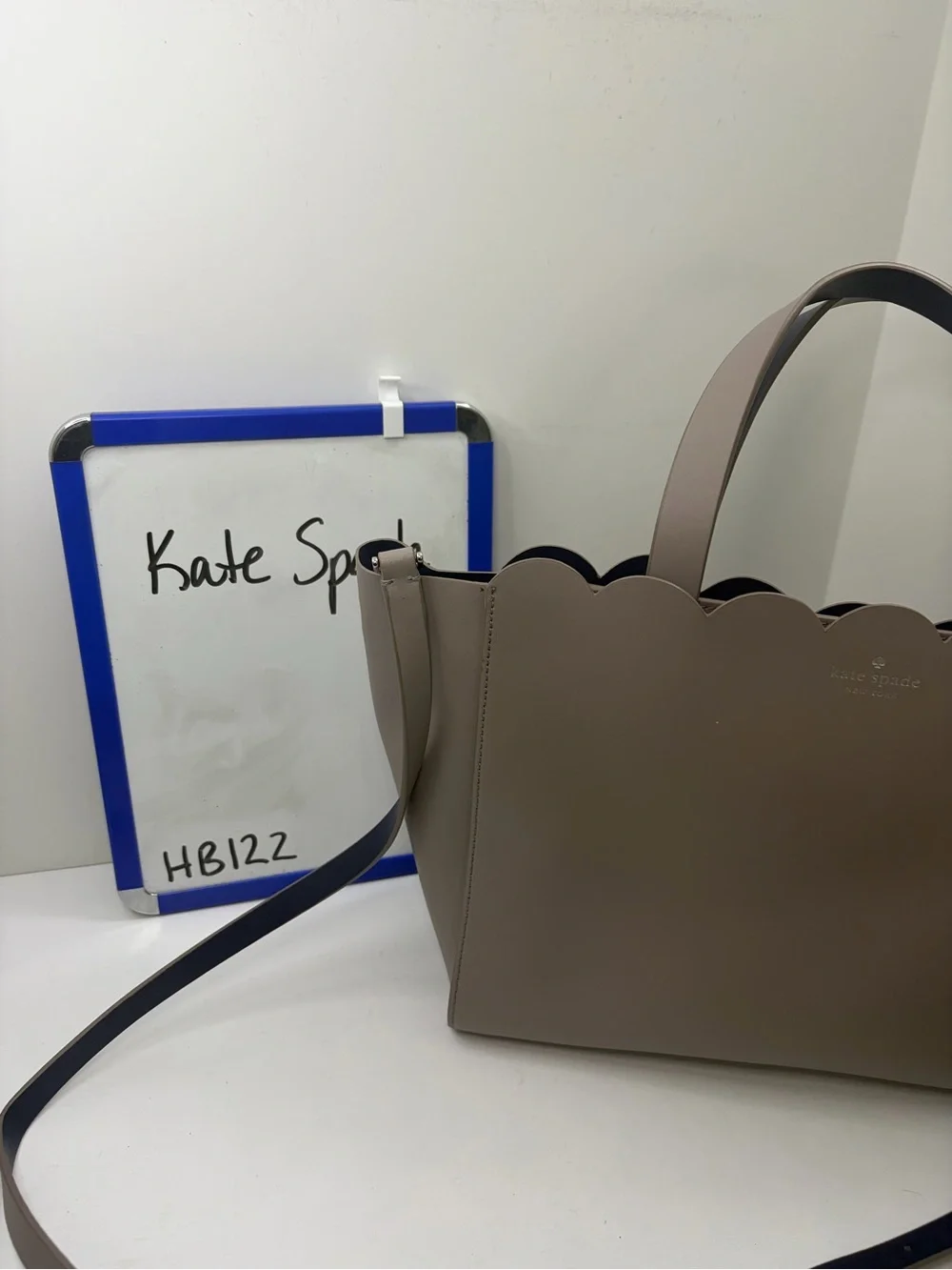 Kate Spade Magnolia Street Mina Gray Crossbody Strap Scalloped Edge Bag
